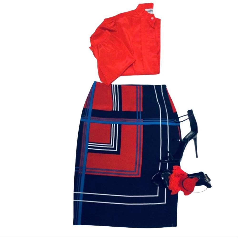 FINITY STUDIO ILLUSTRATION SCARF MIDI SKIRT SZ 4